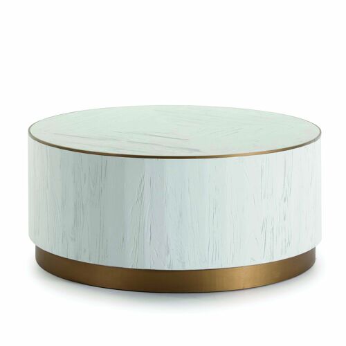 MESA DE CENTRO 100X100X45 MADERA BLANCO/METAL DORADO TH1600100