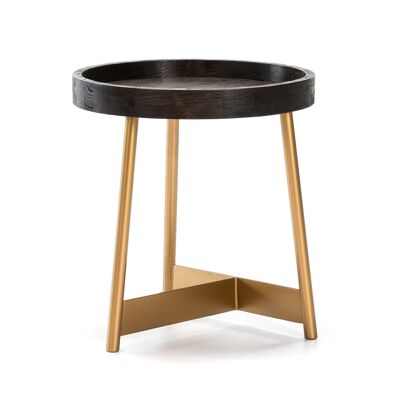 SIDE TABLE 55X55X60 DARK BROWN WOOD/GOLDEN METAL TH1602400