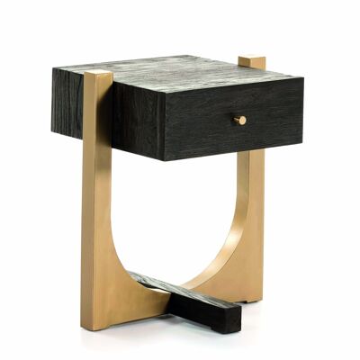 NIGHT TABLE 51X45X61 DARK BROWN WOOD/GOLDEN METAL TH1602500