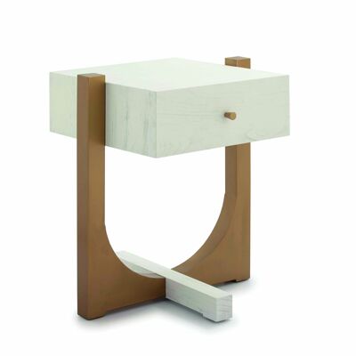 NIGHT TABLE 51X45X61 WHITE WOOD/GOLDEN METAL TH1603600
