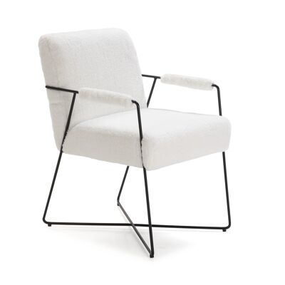 ARMCHAIR 56X70X86 BLACK METAL/WHITE SYNTHETIC WOOL TH1604100