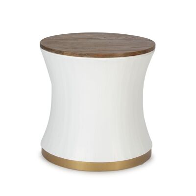 SIDE TABLE 60X60X60 NATURAL WOOD/WHITE/GOLDEN METAL TH1605100