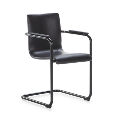 CHAISE 50X50X84 MÉTAL NOIR/CUIR NOIR TH1605500
