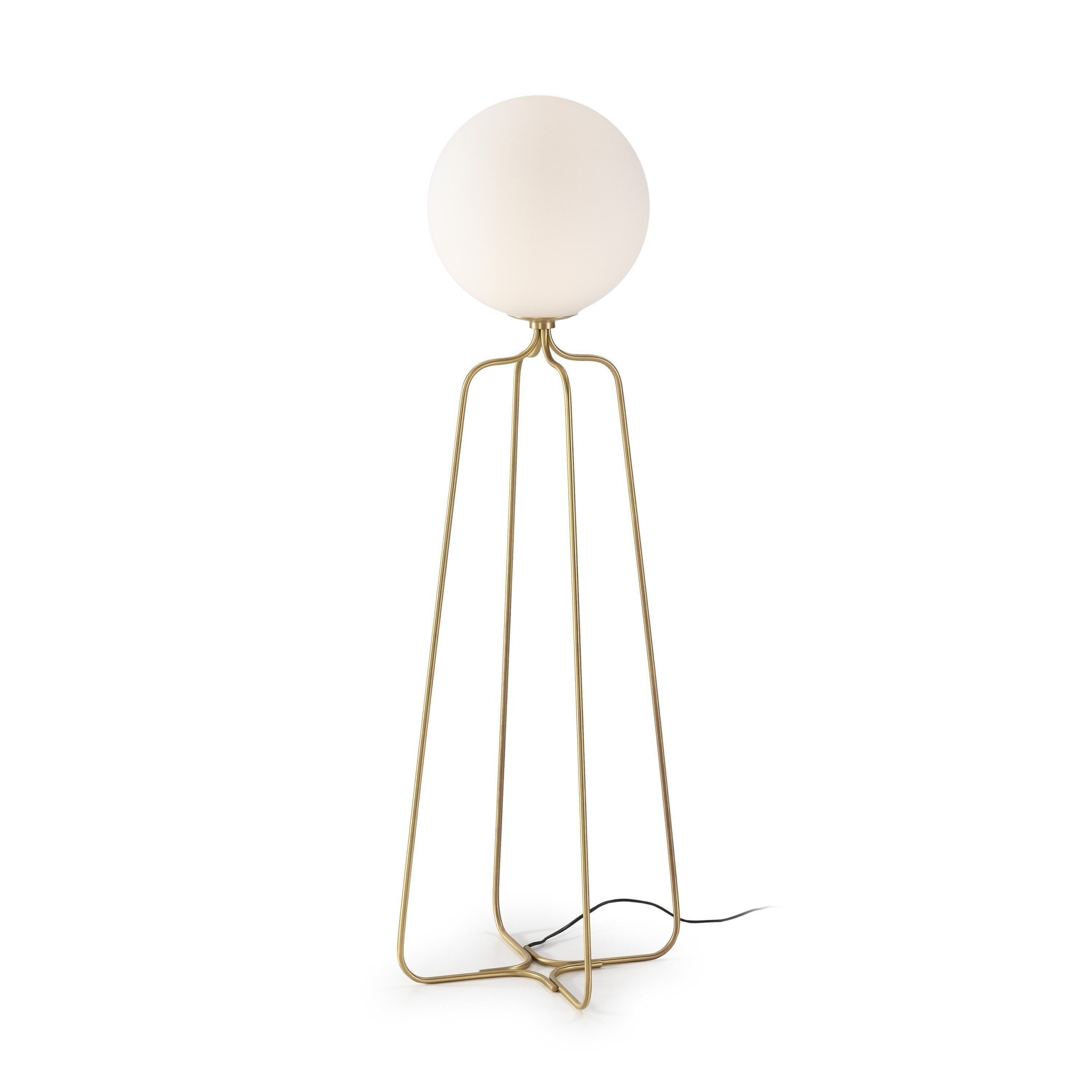 LAMPADA DA TERRA 53X53X170 METALLO DORATO/VETRO BIANCO TH1824300