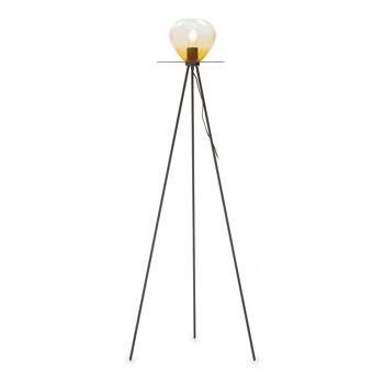 LAMPADAIRE 60X60X160 METAL NOIR/VERRE AMBRE TH1825700