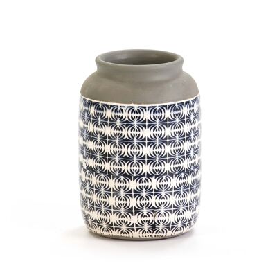 VASO 17X17X26 CERAMICA BLU/BIANCO/GRIGIO TH1983800