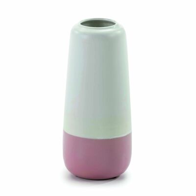 VASO 16X16X37 CERAMICA BIANCO/ROSA TH1985800