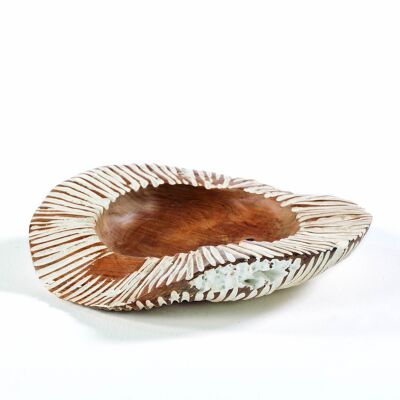 BOWL 40 CM APPROX. NATURAL WOOD/WHITE TH2060100