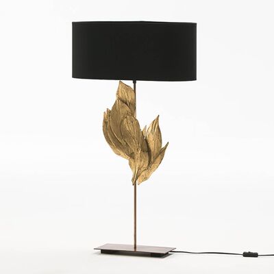 LAMPE DE TABLE 30X15X76 METAL/BOIS AVEC ABAT-JOUR NOIR TH2545200