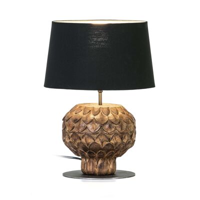 TABLE LAMP 20X20X43 METAL/BROWN WOOD WITH BLACK SCREEN TH2547000