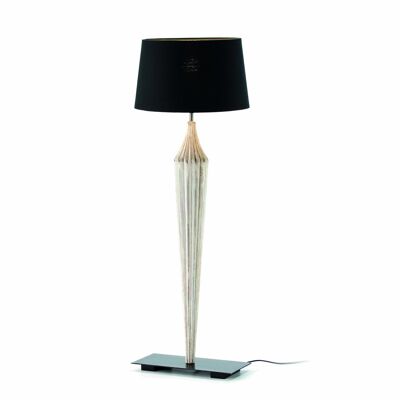 TABLE LAMP 30X13X70 METAL/WOOD WHITE WITH BLACK SHADE TH2549200