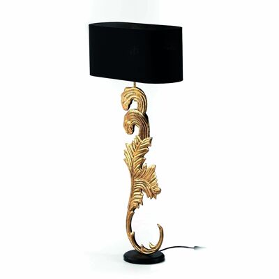 LAMPE DE TABLE 22X18X77 BOIS NOIR/MÉTAL DORÉ ABAT-JOUR NOIR TH2549400