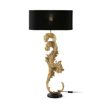 LAMPE DE TABLE 22X18X77 BOIS NOIR/MÉTAL DORÉ ABAT-JOUR NOIR TH2549400 2