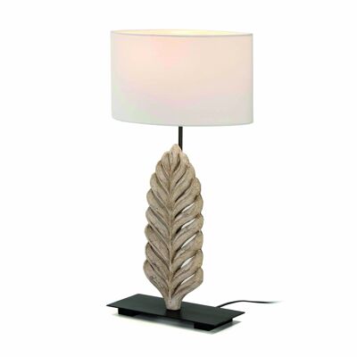 LAMPE À POSER MÉTAL/BOIS BLANC 30X13X46 ABAT-JOUR BLANC TH2549800