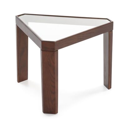 SIDE TABLE 54X47X40 GLASS/DARK BROWN WOOD TH2569800