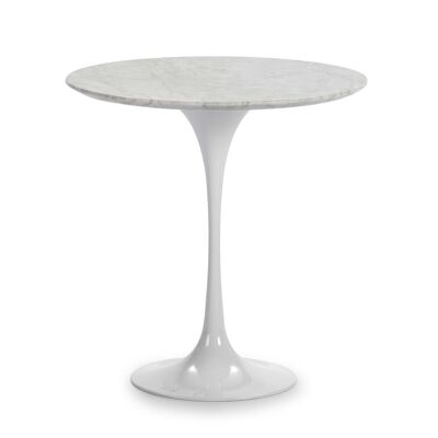 SIDE TABLE 50X50X50 WHITE MARBLE/WHITE FIBERGLASS TH2570400