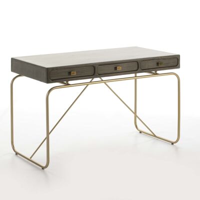 DESK 120X60X76 GOLD METAL/MINDI GRAY WOOD TH2645722