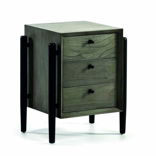 MESITA DE NOCHE 50X40X61 MADERA MINDI GRIS/NEGRO TH2647022