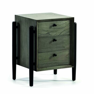 NIGHT TABLE 50X40X61 WOOD MINDI GREY/BLACK TH2647022