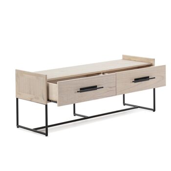 MEUBLE TV 140X45X55 BOIS MINDI NATUREL/MÉTAL NOIR TH2648024 2