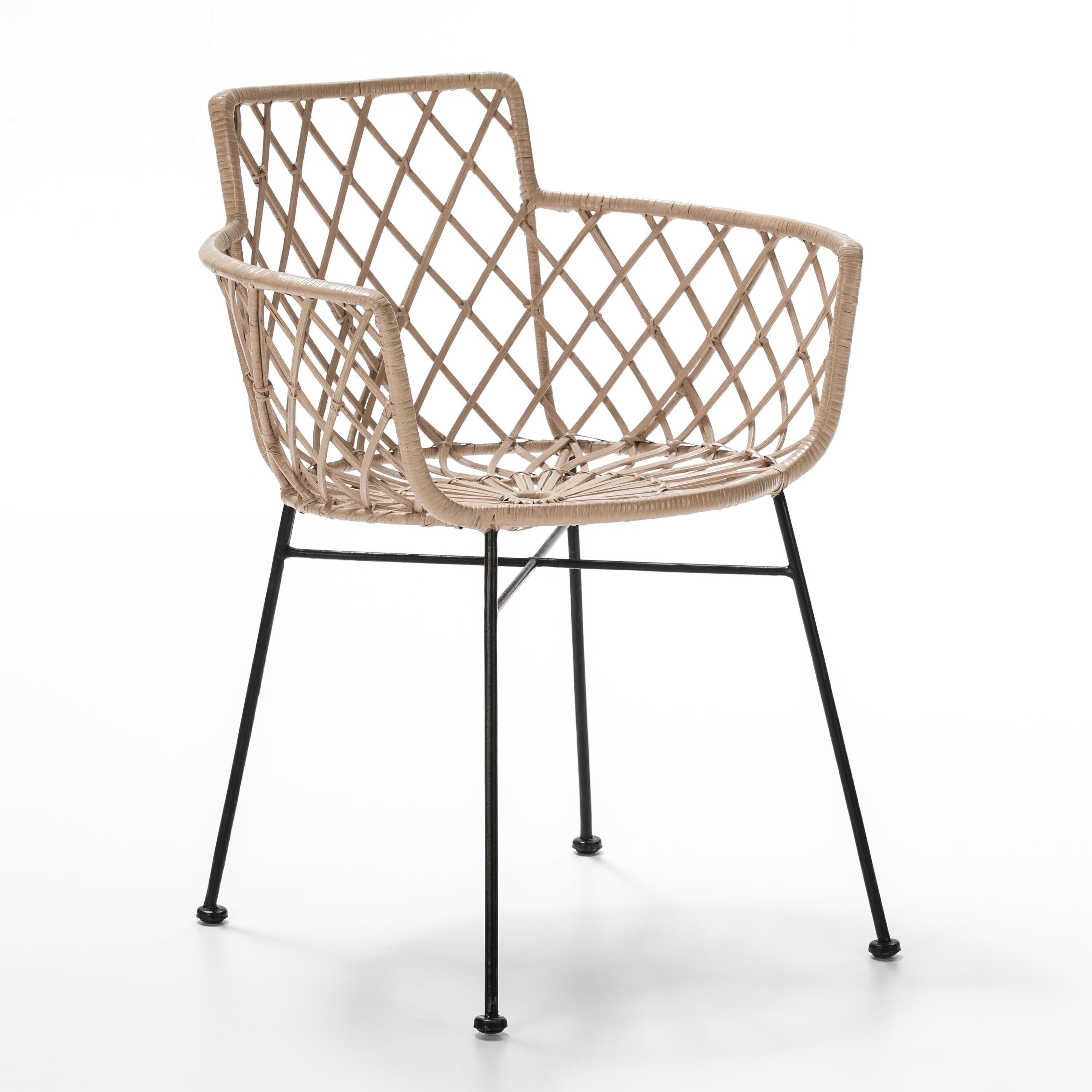 SEDIA 61X57X76 METALLO NERO/VIMINI CARAMELLO TH2992400