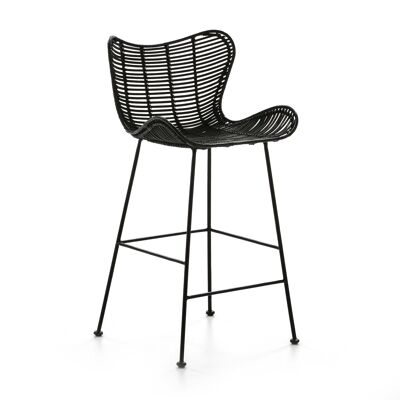 STOOL 48X46X95 BLACK METAL/BLACK WICKER TH2993500