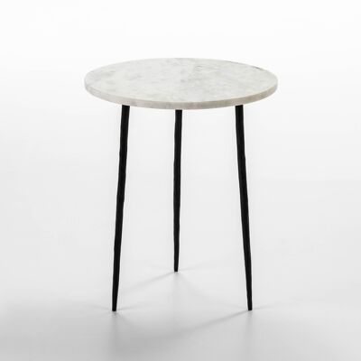 AUXILIARY TABLE 38X38X45 BLACK METAL/WHITE MARBLE TH3154800