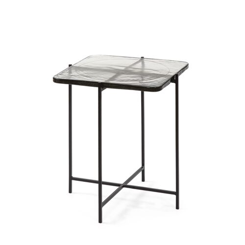 MESA AUXILIAR 46X36X51 VIDRIO RUSTICO/METAL NEGRO TH3158500