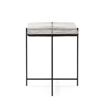 TABLE D'APPOINT 46X36X51 VERRE RUSTIQUE/MÉTAL NOIR TH3158500 2