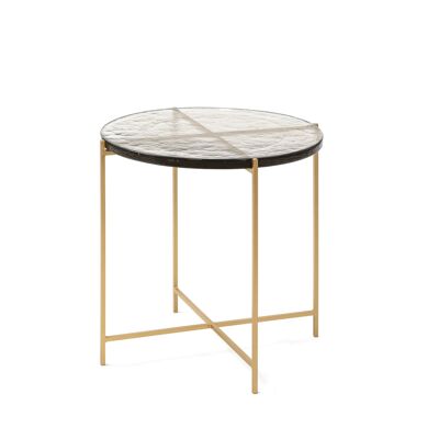 SIDE TABLE 51X51X51 RUSTIC GLASS/GOLDEN METAL TH3158600