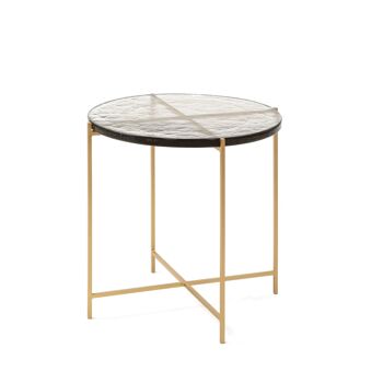 TABLE D'APPOINT 51X51X51 VERRE RUSTIQUE/MÉTAL DORÉ TH3158600 1