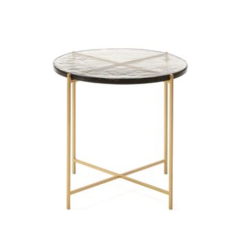 TABLE D'APPOINT 51X51X51 VERRE RUSTIQUE/MÉTAL DORÉ TH3158600 2