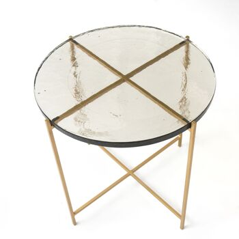 TABLE D'APPOINT 51X51X51 VERRE RUSTIQUE/MÉTAL DORÉ TH3158600 3