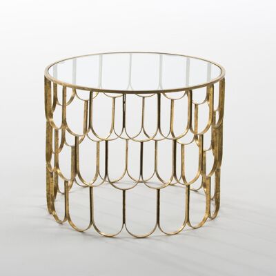 SIDE TABLE 54X54X43 GLASS/GOLDEN METAL TH3170300