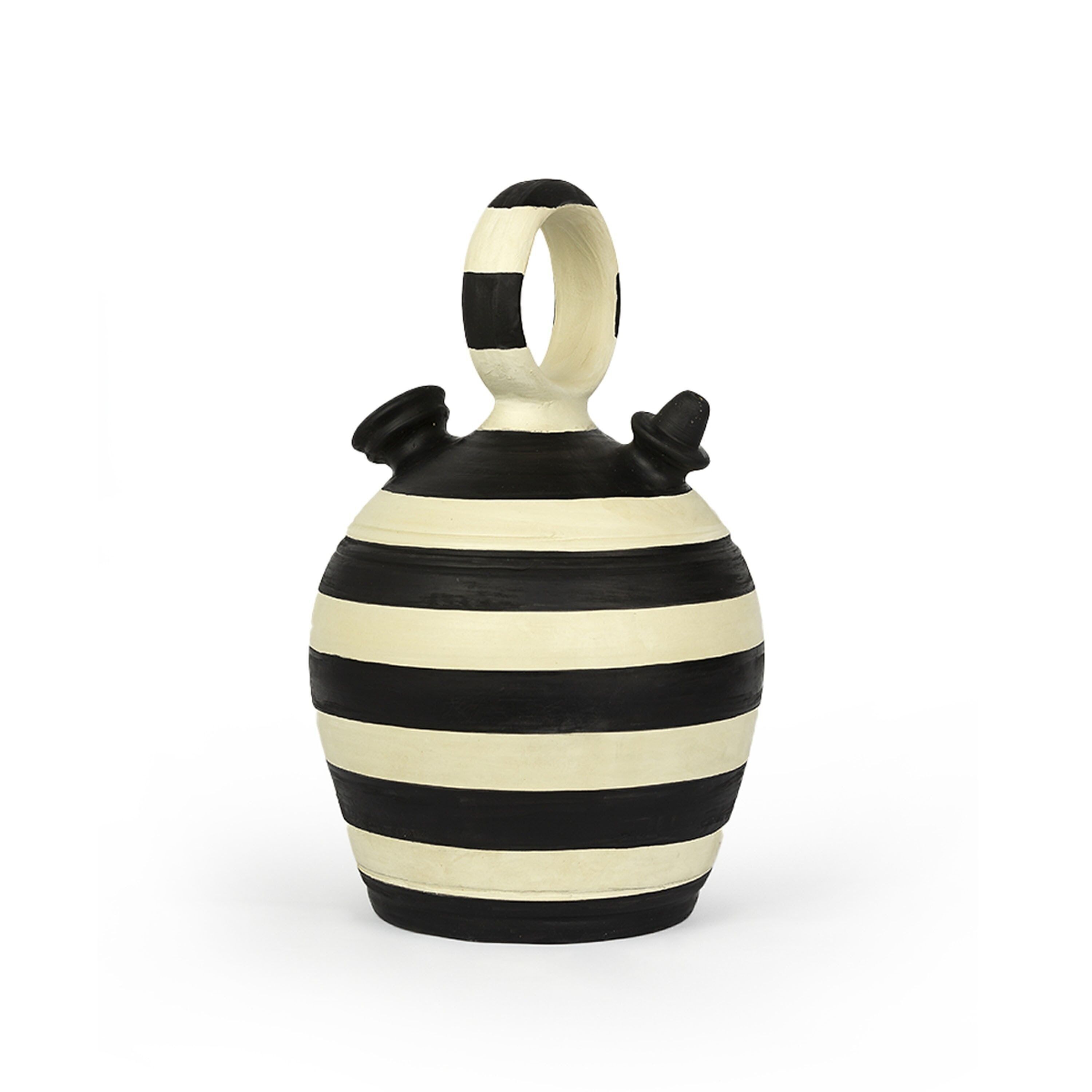 BOTIJO 23X23X38 OFF WHITE/BLACK CLAY TH3300100