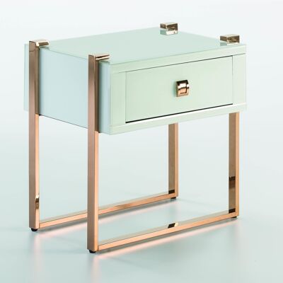 NIGHT TABLE 54X40X56 ROSE GOLD STEEL/WHITE GLASS TH3661500