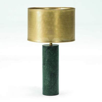 LAMPE DE TABLE 11X11X40 MARBRE VERT ABAT-JOUR METAL BRONZE (28X19) TH4003700