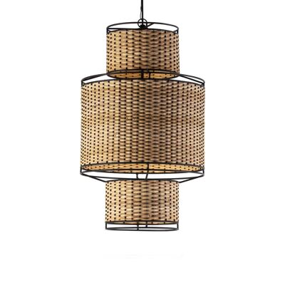 CEILING LAMP 20X20X38 BLACK METAL/NATURAL RATTAN TH6181600