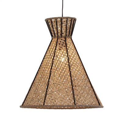 LAMPADA DA SOFFITTO 42X42X43 METALLO NERO/RATTAN NATURALE TH6181700