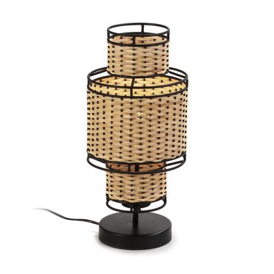 LAMPE DE TABLE 21X21X45 METAL NOIR/ROTIN NATUREL TH6183700