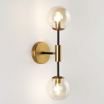 WALL LIGHT 13X20X50 AMBER GLASS/GOLD METAL/BLACK TH6265800 NO11