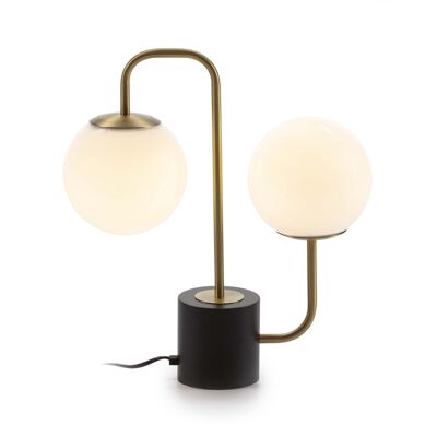 LAMPE DE TABLE 38X15X40 VERRE BLANC/MÉTAL DORÉ/NOIR TH6268400