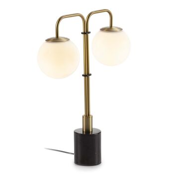 LAMPE DE TABLE 45X15X55 VERRE BLANC/MARBRE NOIR/MÉTAL DORÉ TH6269400 2