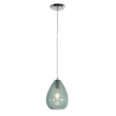 LAMPADA DA SOFFITTO 18X18X25 VETRO CRACKLE' BLU/METALLO ARGENTO TH6272700 NO11