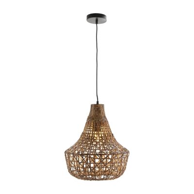 LAMPARA DE TECHO 42X42X47 RATAN NATURAL/METAL NEGRO TH6582000