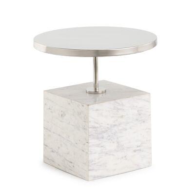AUXILIARY TABLE 45X45X49 WHITE MARBLE/NICKEL METAL TH6586900