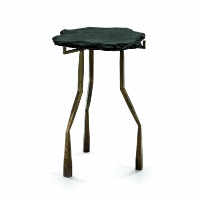 SIDE TABLE 49X46X65 BLACK STONE/GOLD METAL ANTIQUE TH6657700