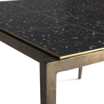 TABLE BASSE 65X59X41 FER ANTIQUE DORÉ/TERRAZZO ÉPOXY NOIR AVEC MÉTAL INCLUS TH6659600 4