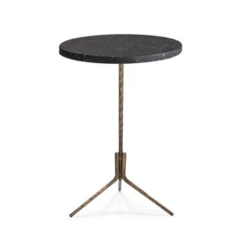 TABLE D'APPOINT 44X44X67 FER OR ANTIQUE/TERRAZZO EPOXY NOIR TH6660200 2