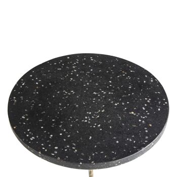 TABLE D'APPOINT 44X44X67 FER OR ANTIQUE/TERRAZZO EPOXY NOIR TH6660200 3